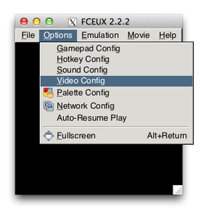 FCEUX NES emulation video config options on Mac OS X